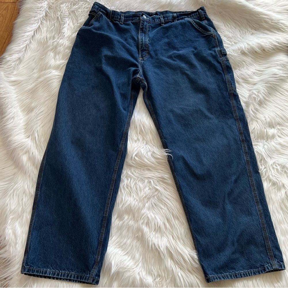 Carhartt Men Jeans Carpenter 44x32 Denim B13 HDK Straight Heritage Dark Washed